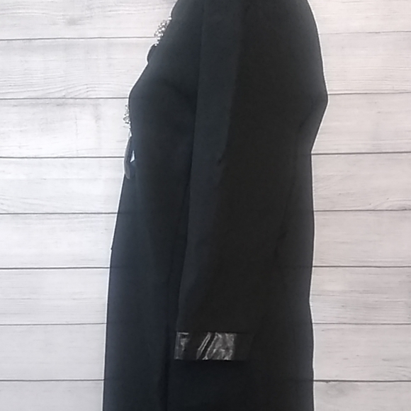 Lord & Taylor black dress w Faux leather trim - Picture 3 of 6